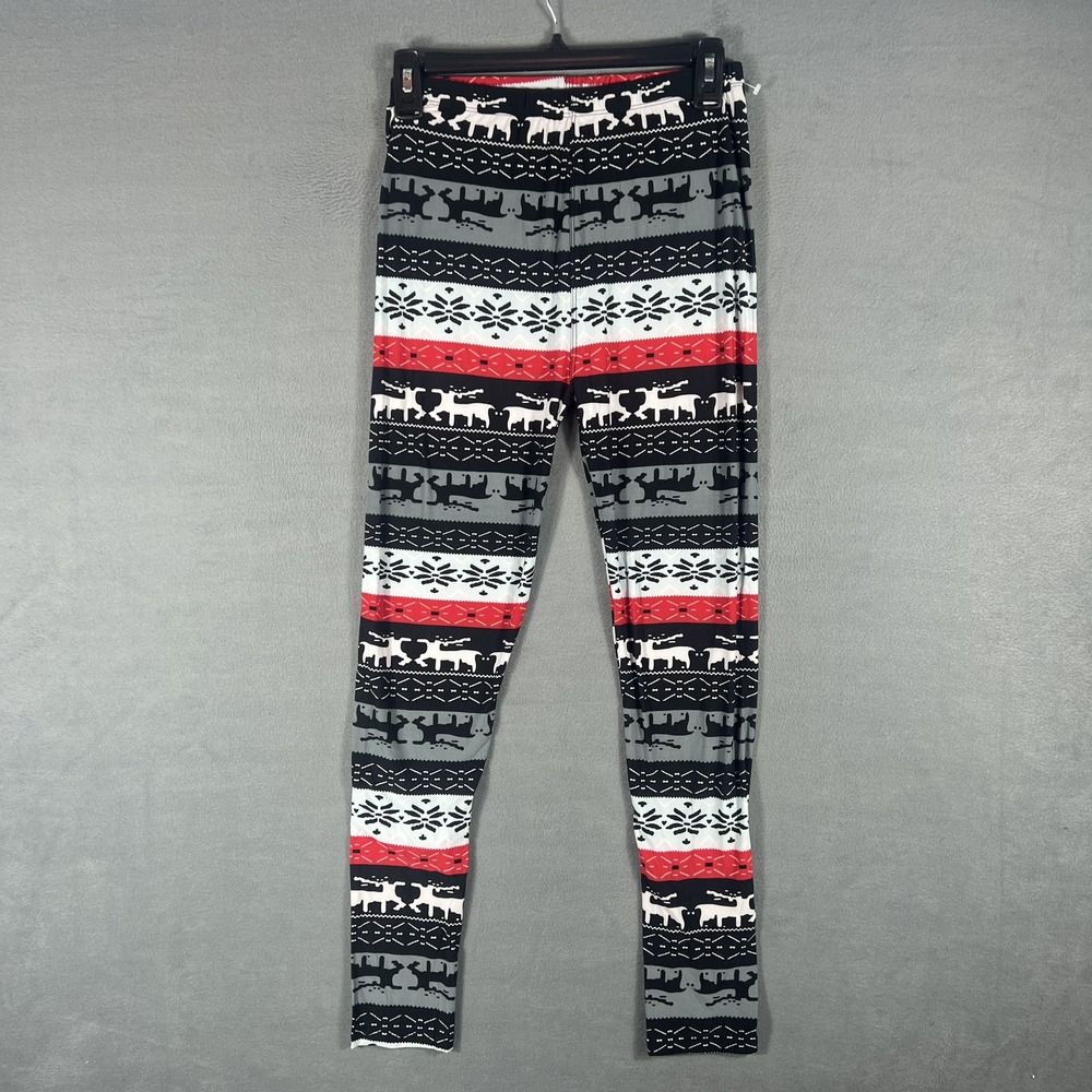 White Mark Women's One Size Fair Isle Reindeer Christmas Holiday Leggings